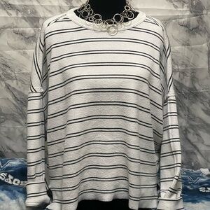 Maurices Black and White Striped Crewneck Sweater